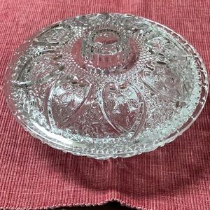 Vintage 1960s Pasari Indonesian 7” glass candy dish bowl with lid hearts, & bows
